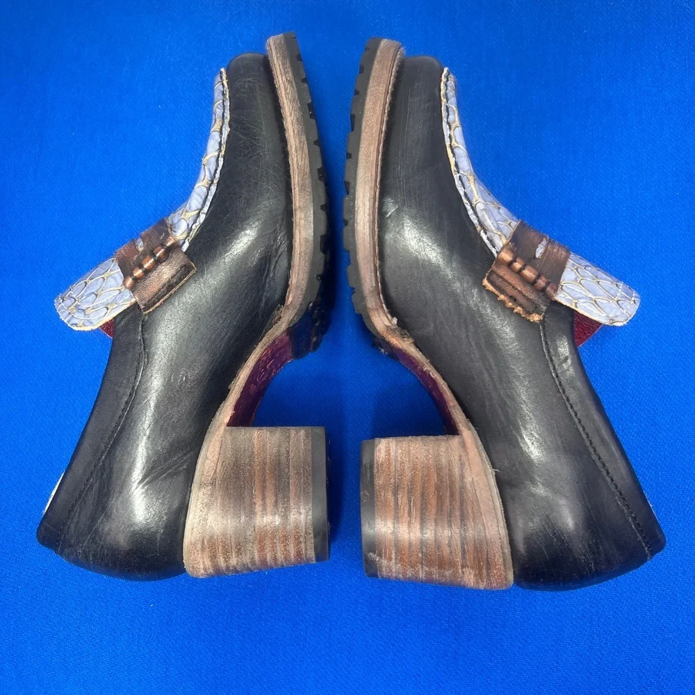 🦅|•FREEBIRD BY STEVEN•| BRISTOL Navy Blue Croc 2 1/4 Inch Heeled Loafer
